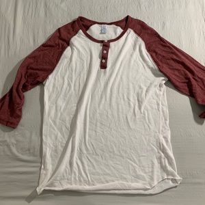 Burgundy White Alternative Apparel Baseball Tee